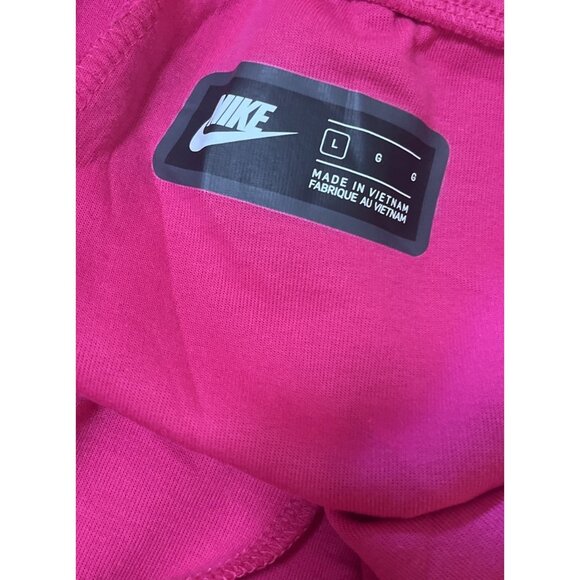 NWOT NIKE SIZE L MENS TECH Bright PINK SHORTS Zipper & Slash Pockets White Logo - Picture 6 of 11